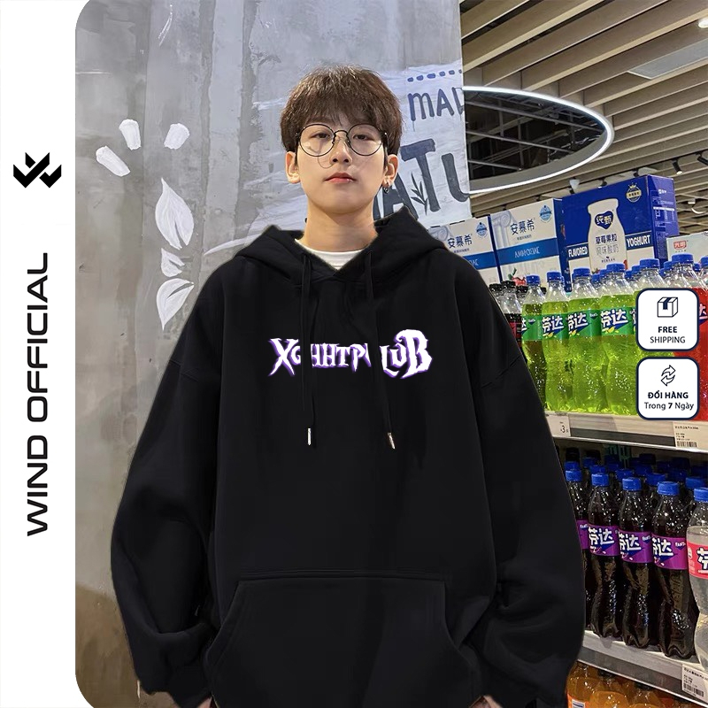 Áo hoodie unisex form rộng WIND Clothing SWORD hoodie nút bấm thời trang nam nữ nỉ bông oversize Menswear Dài Tay Tay Dài
