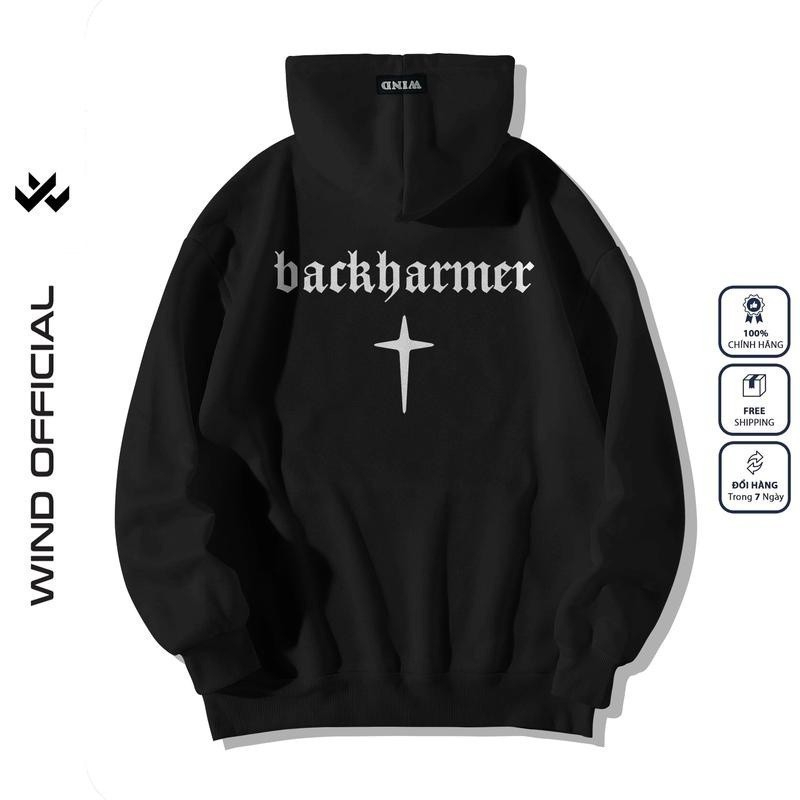 Áo khoác zip WIND BACKHARMER form rộng Unisex Hoodie dây kéo nỉ bông thơi trang nam nữ oversize