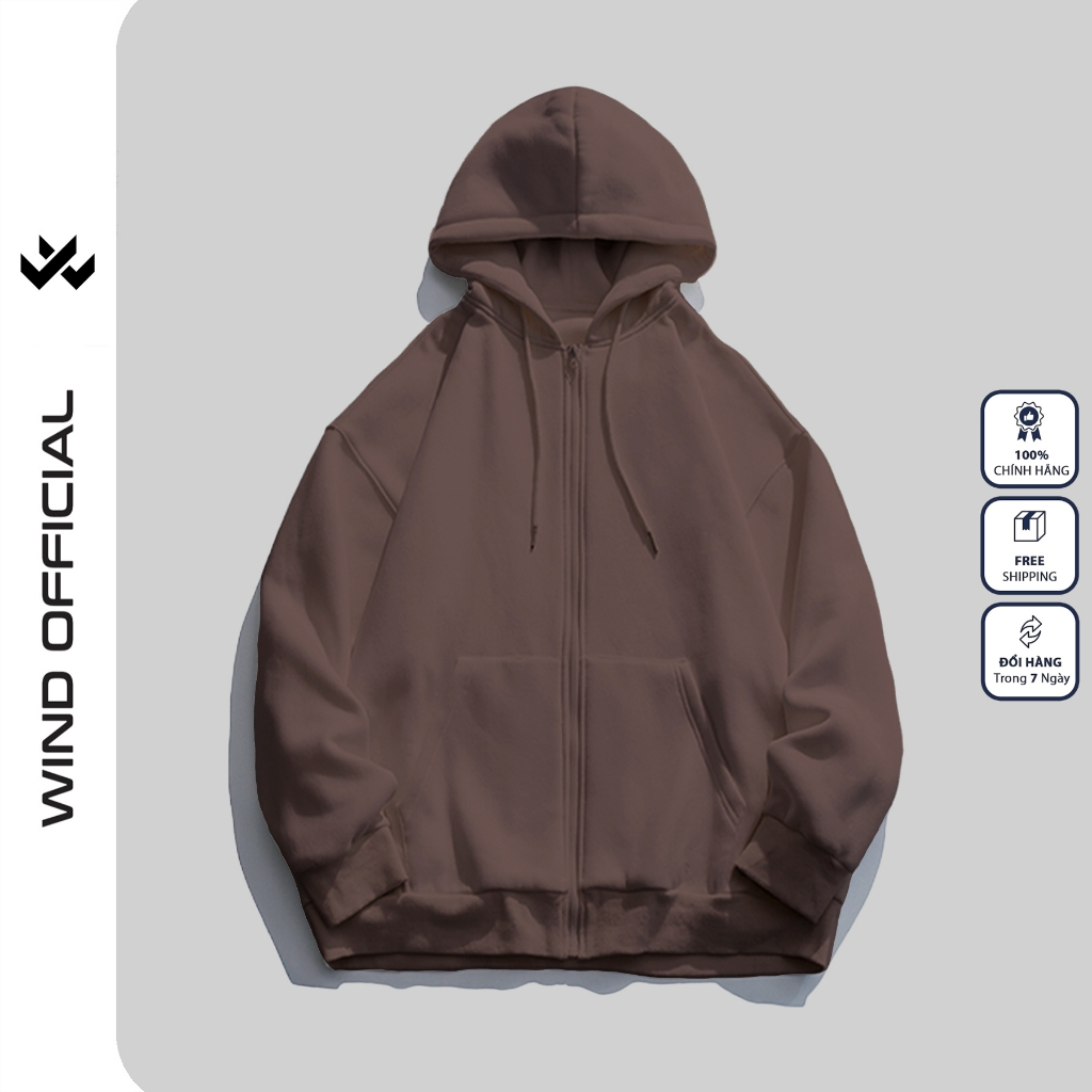 Áo hoodie unisex form rộng nỉ bông WIND TOROTO áo khoác zip thời trang nam nữ  thu đông dây kéo oversize Menswear Dài Tay Tay Dài