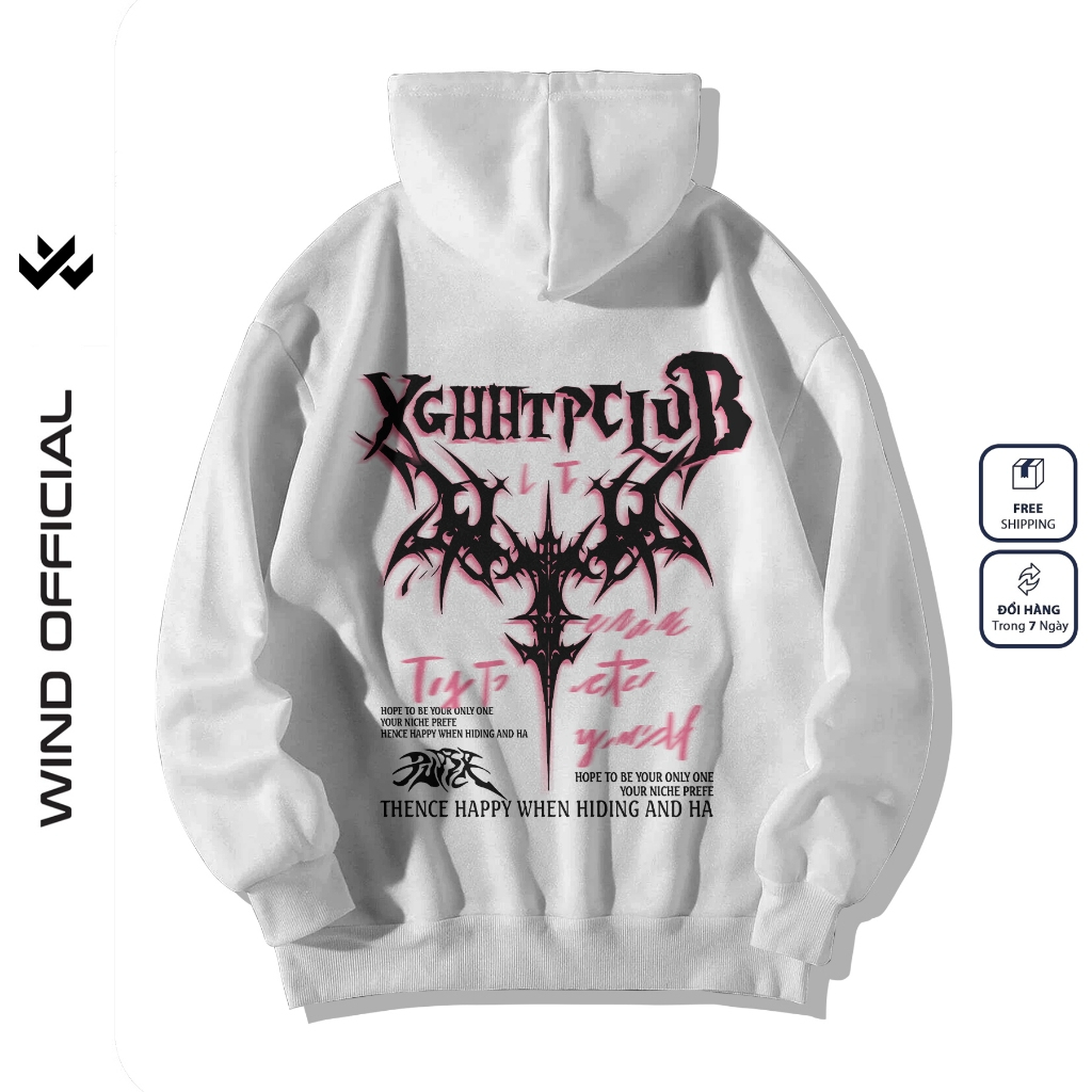Áo hoodie unisex form rộng WIND Clothing SWORD hoodie nút bấm thời trang nam nữ nỉ bông oversize Menswear Dài Tay Tay Dài