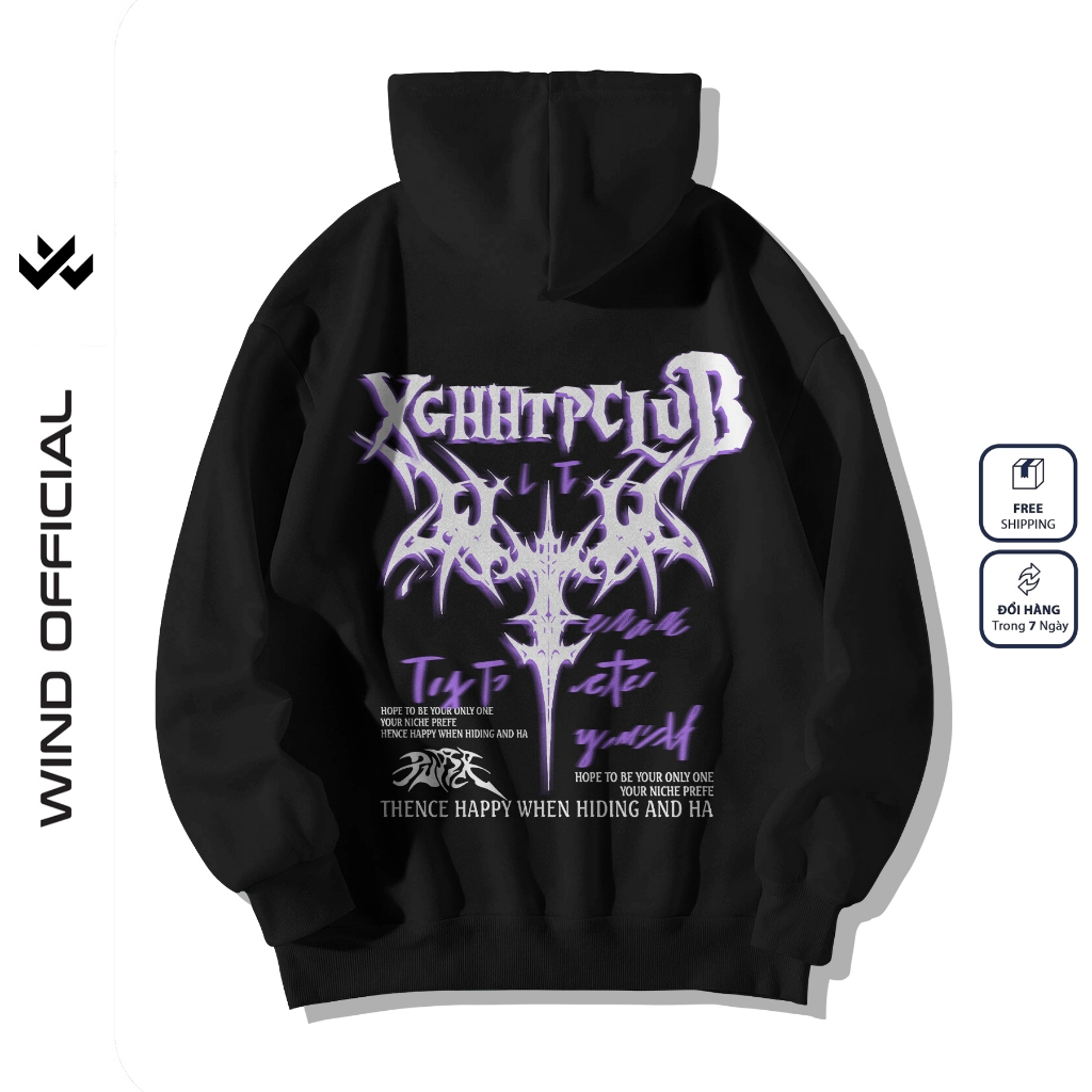 Áo hoodie unisex form rộng WIND Clothing SWORD hoodie nút bấm thời trang nam nữ nỉ bông oversize Menswear Dài Tay Tay Dài