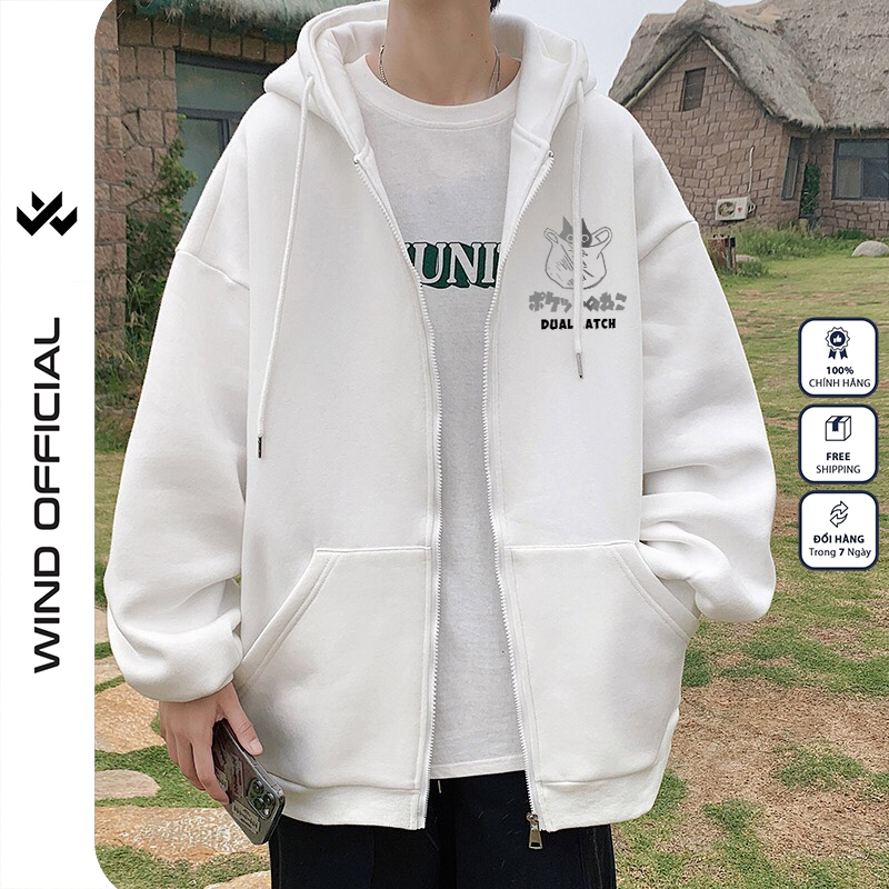 Áo hoodie unisex form rộng nỉ bông WIND TOROTO áo khoác zip thời trang nam nữ  thu đông dây kéo oversize Menswear Dài Tay Tay Dài