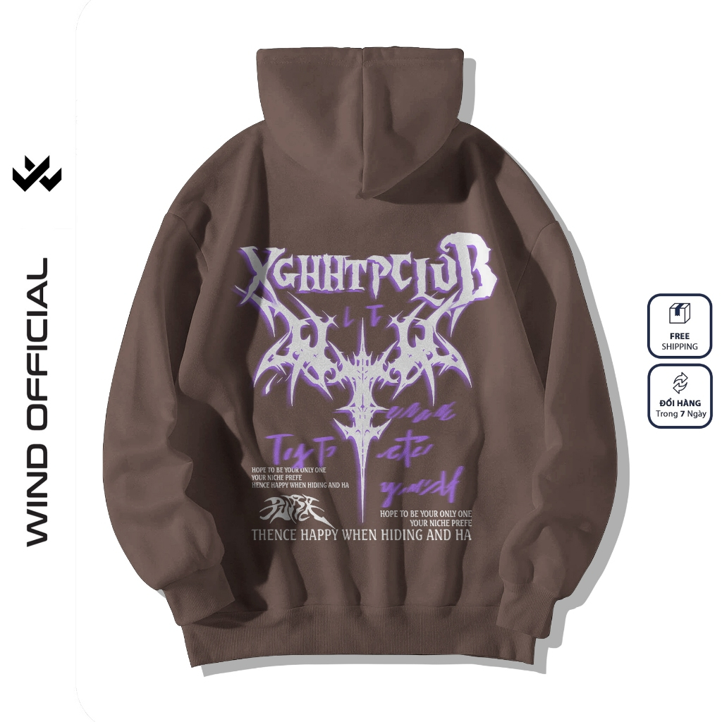 Áo hoodie unisex form rộng WIND Clothing SWORD hoodie nút bấm thời trang nam nữ nỉ bông oversize Menswear Dài Tay Tay Dài