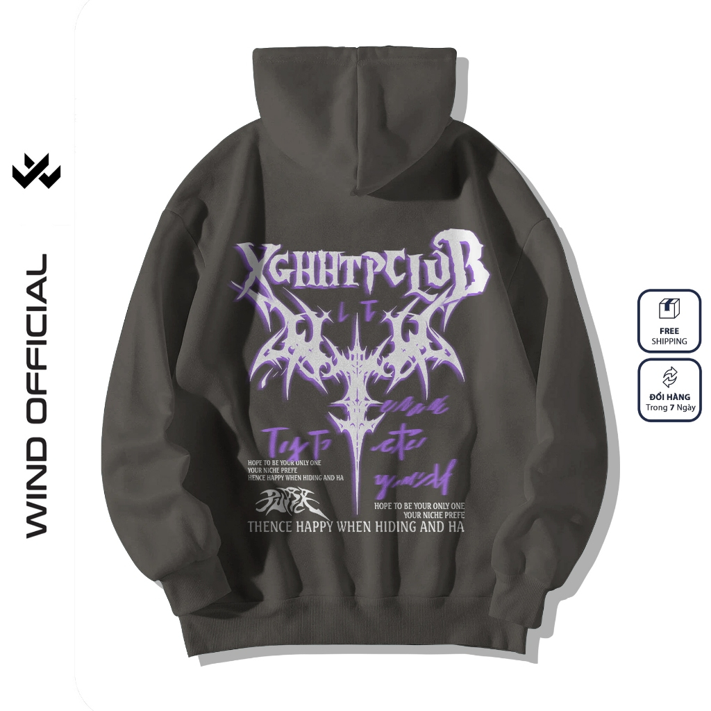 Áo hoodie unisex form rộng WIND Clothing SWORD hoodie nút bấm thời trang nam nữ nỉ bông oversize Menswear Dài Tay Tay Dài