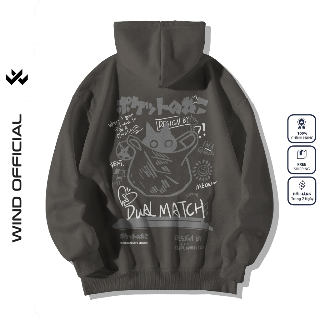 Áo hoodie unisex form rộng nỉ bông WIND TOROTO áo khoác zip thời trang nam nữ  thu đông dây kéo oversize Menswear Dài Tay Tay Dài