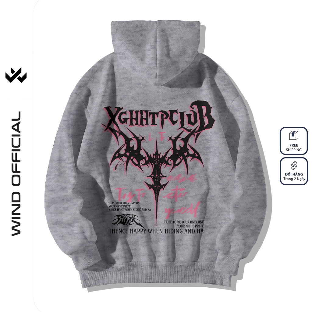 Áo hoodie unisex form rộng WIND Clothing SWORD hoodie nút bấm thời trang nam nữ nỉ bông oversize Menswear Dài Tay Tay Dài