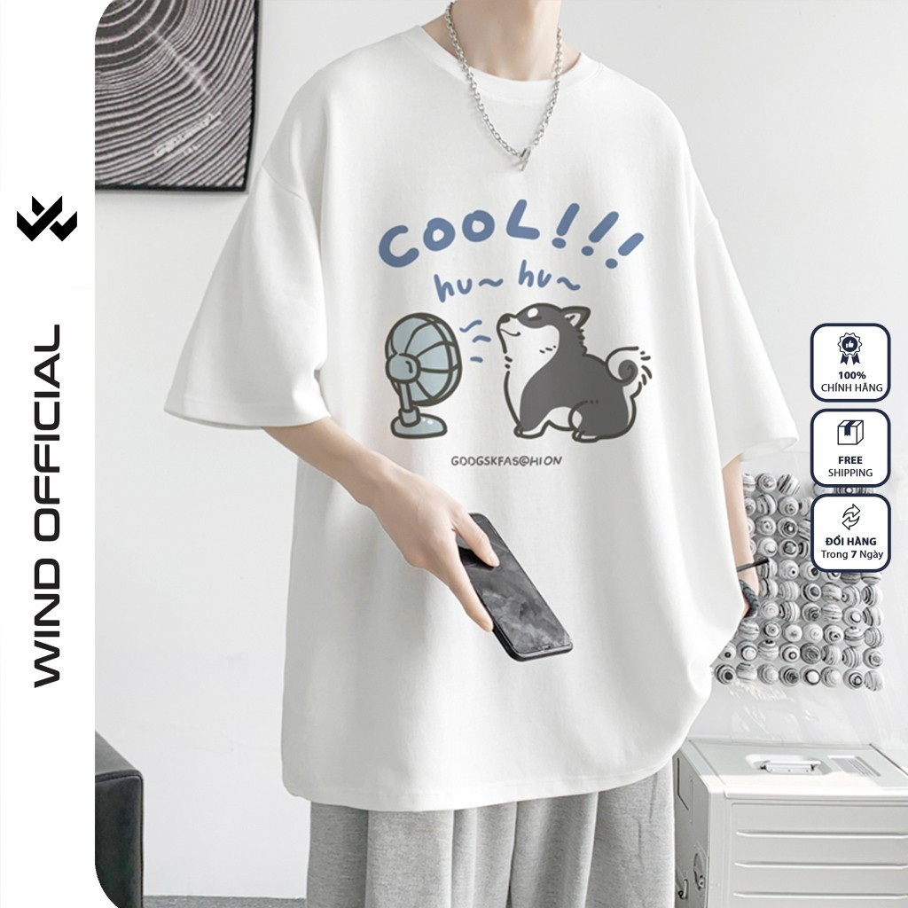 Áo thun tay lỡ WIND unisex form rộng PUPY 65% cotton thời trang nam nữ oversize ulzzang