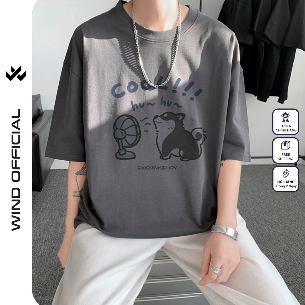 Áo thun tay lỡ WIND unisex form rộng PUPY 65% cotton thời trang nam nữ oversize ulzzang
