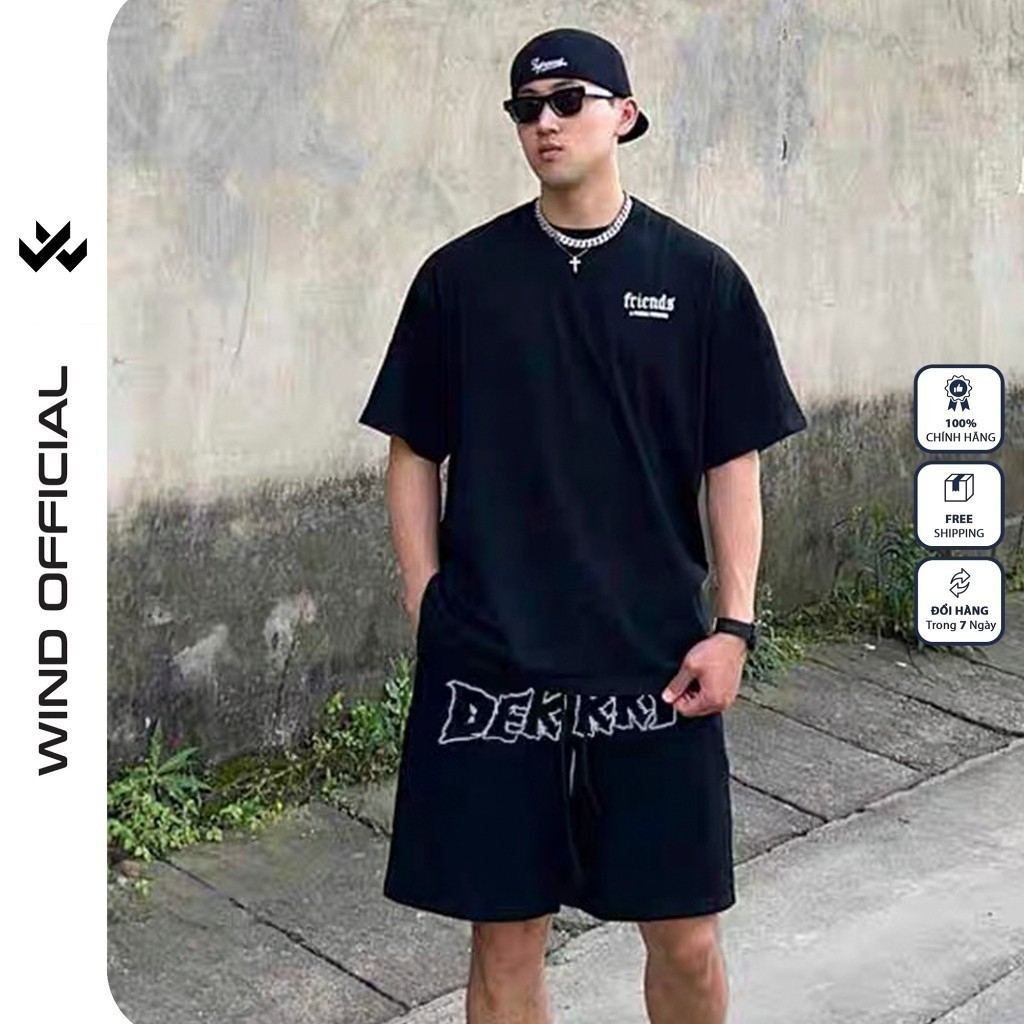 Quần short thun nam nữ WIND unisex ống rộng DEKKRY đùi lửng ngố thời trang mặc nhà