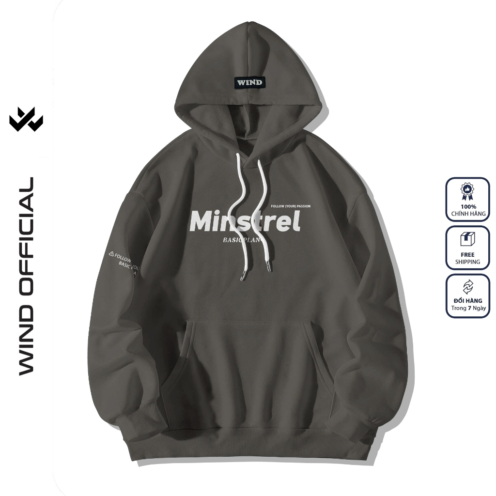 Áo hoodie unisex form rộng WIND MINSTREL hoodie nút bấm thời trang nam nữ nỉ bông oversize áo khoác chống nắng mùa hè