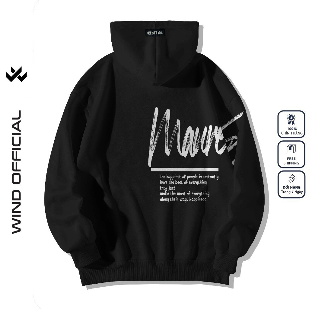 Áo hoodie unisex form rộng WIND MAURE oversize nỉ ngoại nam nữ oversize áo khoác chống nắng mùa hè
