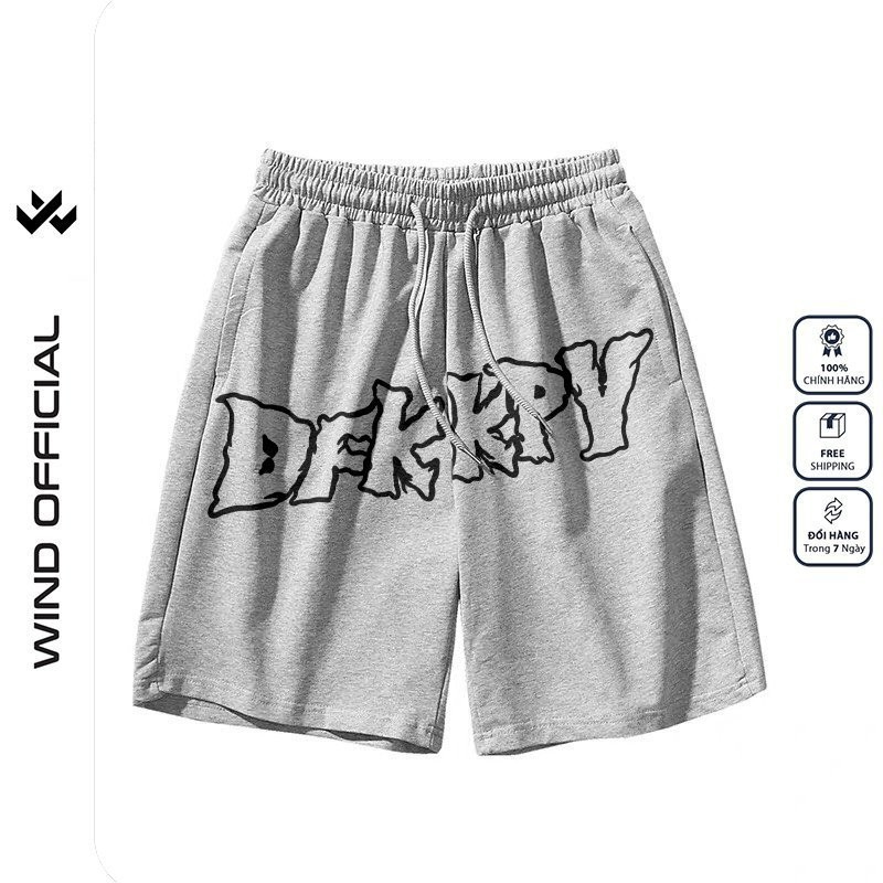 Quần short thun nam nữ WIND unisex ống rộng DEKKRY đùi lửng ngố thời trang mặc nhà