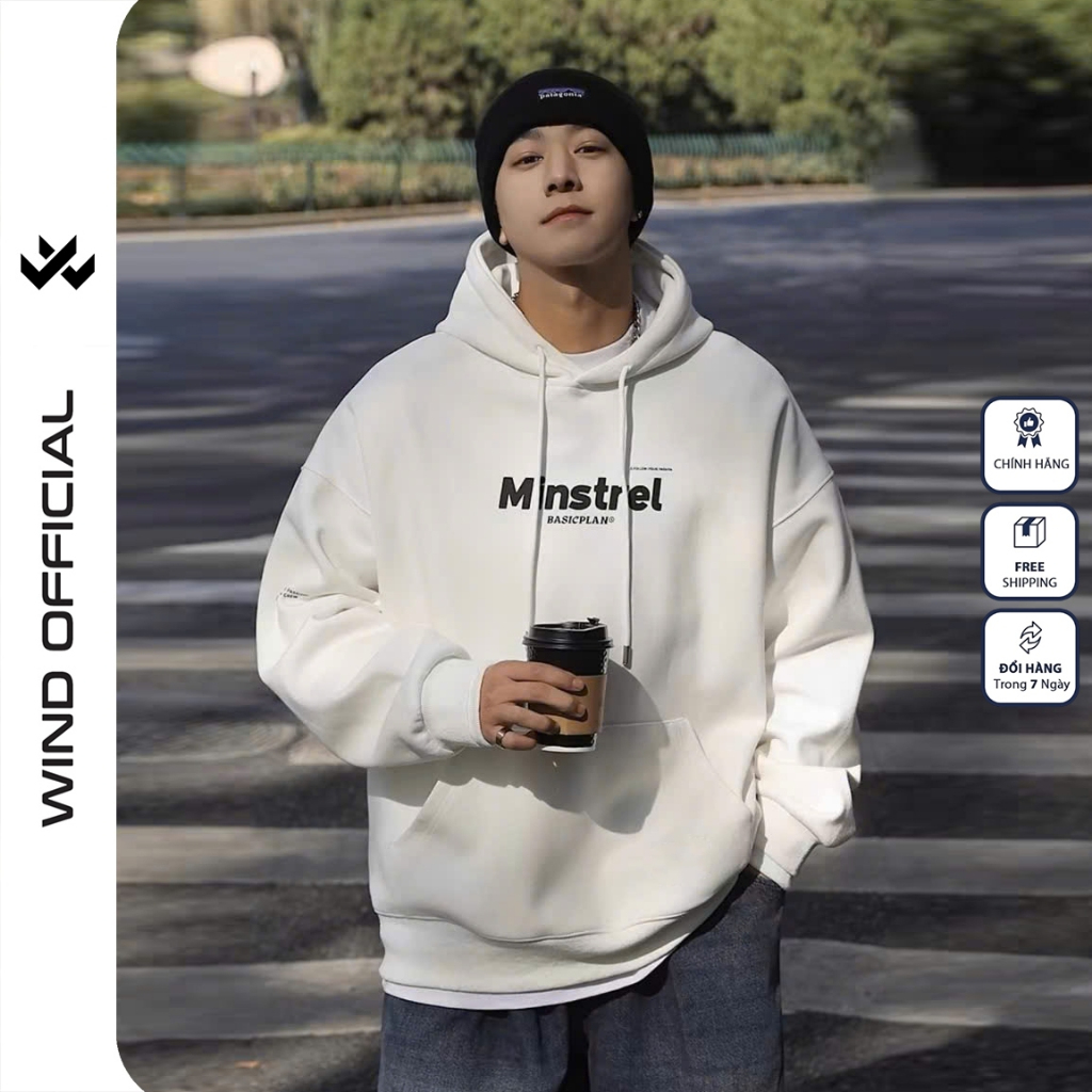 Áo hoodie unisex form rộng WIND MINSTREL hoodie nút bấm thời trang nam nữ nỉ bông oversize áo khoác chống nắng mùa hè