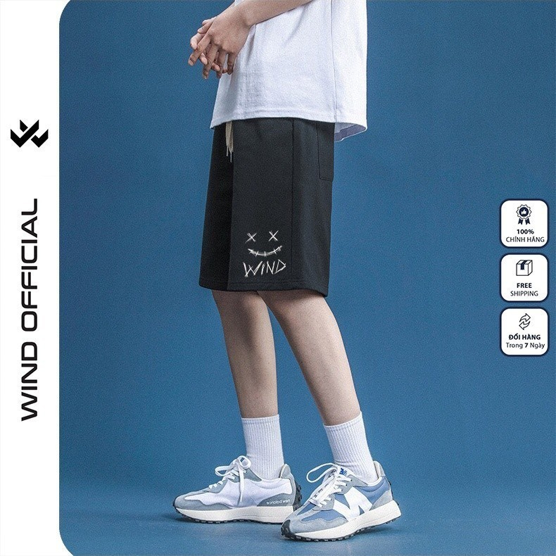 Quần short thun nam nữ WIND unisex ống rộng WIND DEVIL đùi lửng ngố thời trang mặc nhà