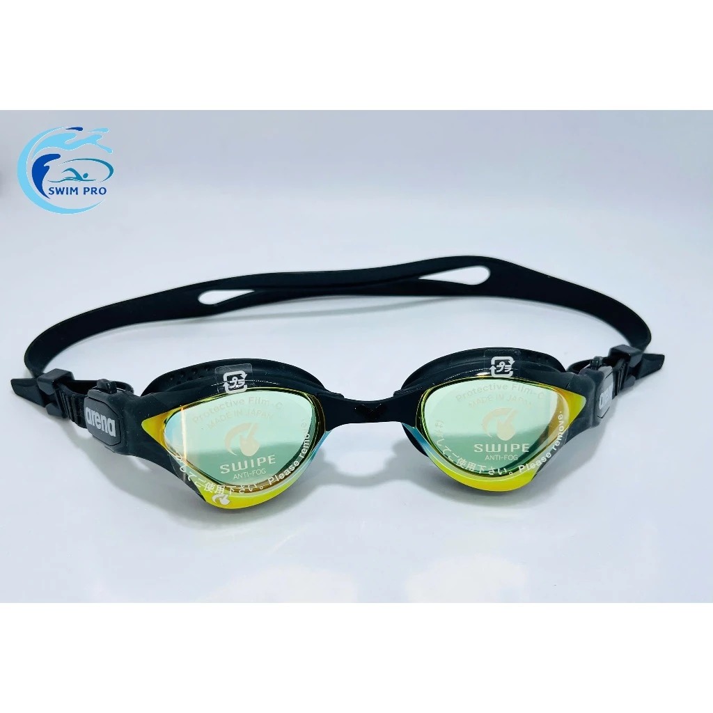 Kính bơi ARENA COBRA TRI MIRROR SWIPE chính hãng đen mắt vàng tráng gương.