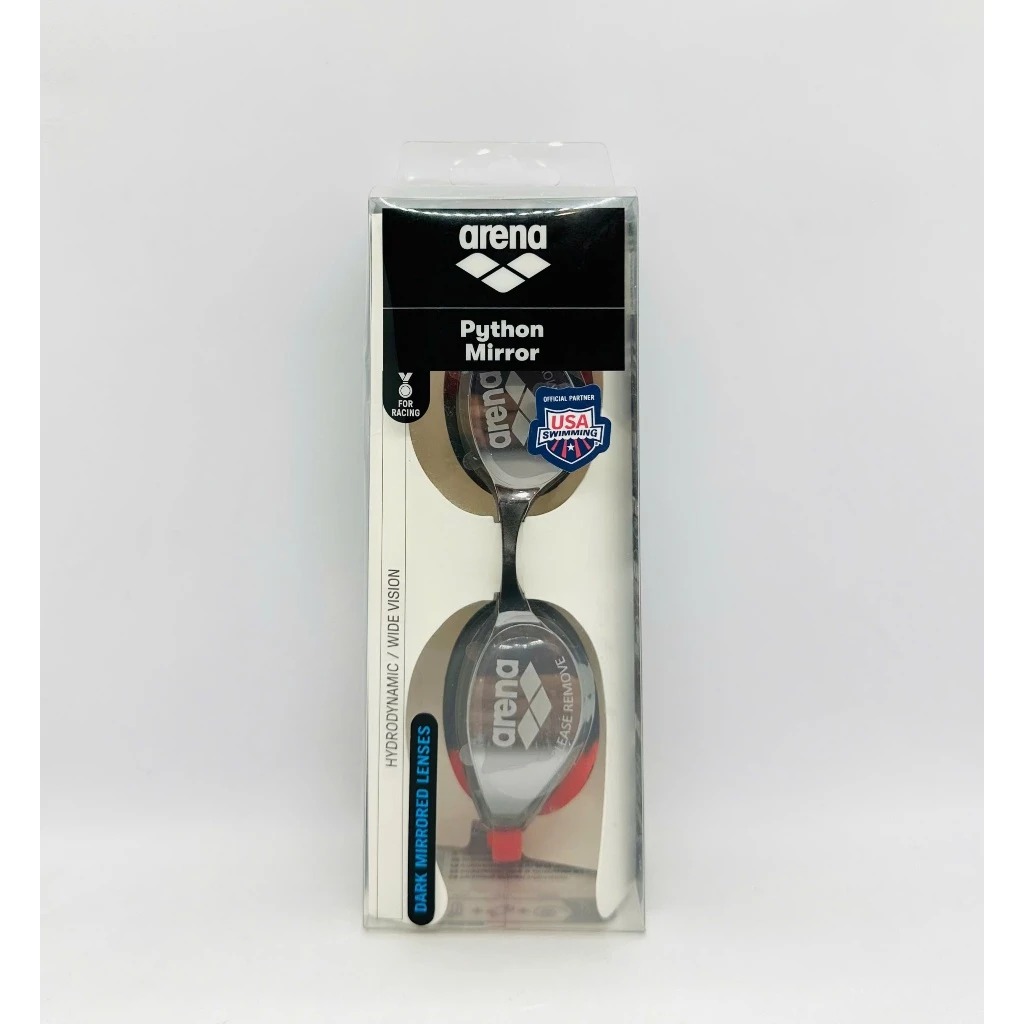 Kính bơi ARENA PYTHON MIRROR Sliver Black Red.