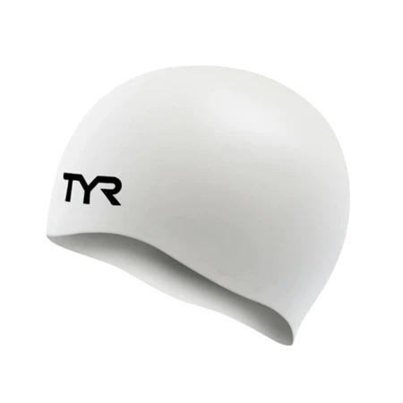 Mũ Bơi TYR Silicone Hypoallergenic No Wrinkle White Adult Swim Caps