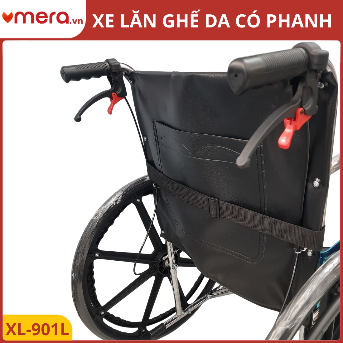 Xe Lăn Ghế Da Oromi XL-901L - Vành Đúc, Có Phanh Tay