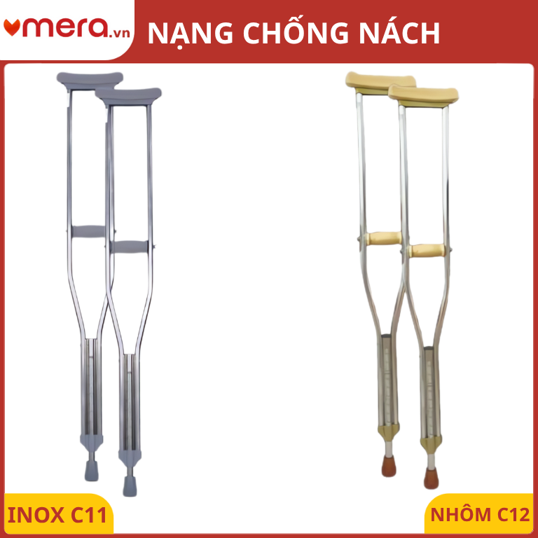 Nạng Chống Nách Điều Chỉnh Độ Cao (Tùy Chọn Inox C11 / Nhôm C12) - OROMI