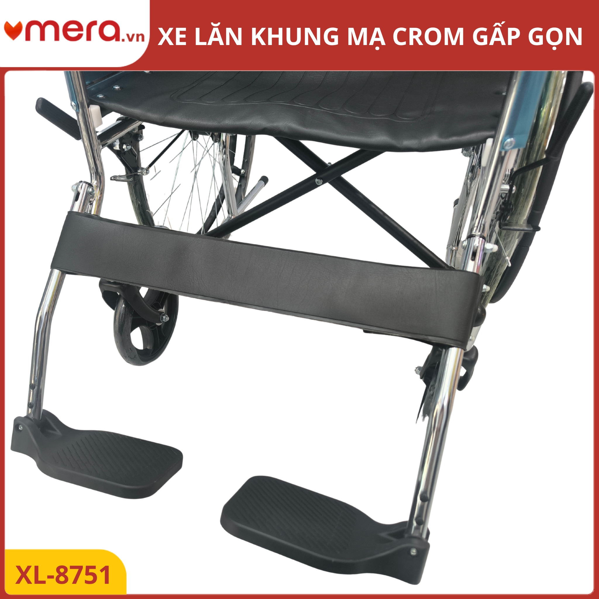 Xe Lăn Gấp Gọn Có Phanh Tay Người Đẩy (Tải Trọng 150kg, Khung Thép Mạ Crom) - OROMI XL-8751