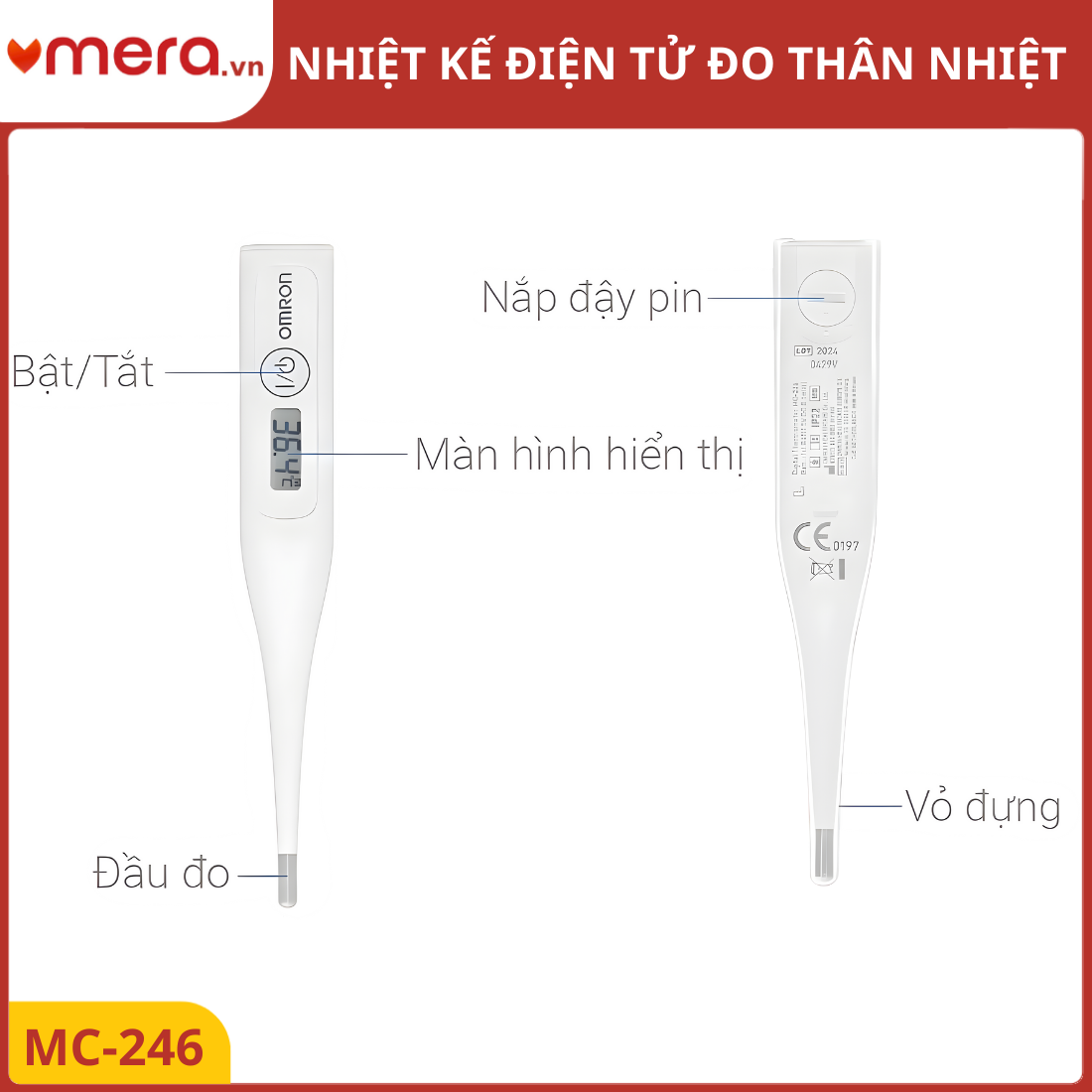 Nhiệt Kế Điện Tử Omron MC-246 (Đầu Cứng, Chống Nước) - Thay Thế Hoàn Hảo Nhiệt Kế Thủy Ngân