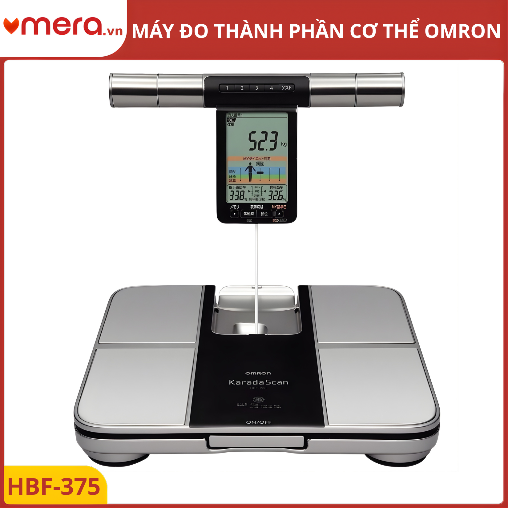 Máy Đo Thành Phần Cơ Thể Omron HBF-375 - Công Nghệ 8 Cảm Biến Đo Từng Phần Chuyên Sâu