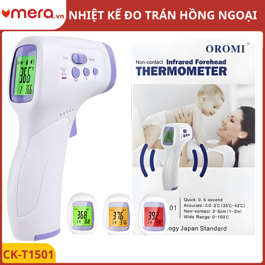 Nhiệt Kế Hồng Ngoại Đo Trán Đa Năng OROMI CK-T1501 (Đo 3 Chế Độ, Cảnh Báo Sốt)
