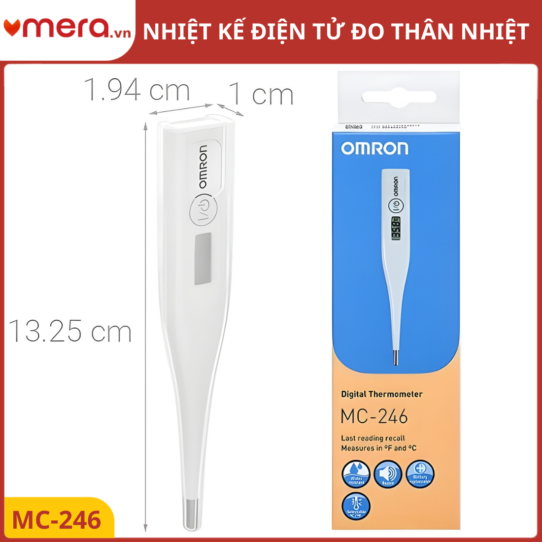 Nhiệt Kế Điện Tử Omron MC-246 (Đầu Cứng, Chống Nước) - Thay Thế Hoàn Hảo Nhiệt Kế Thủy Ngân