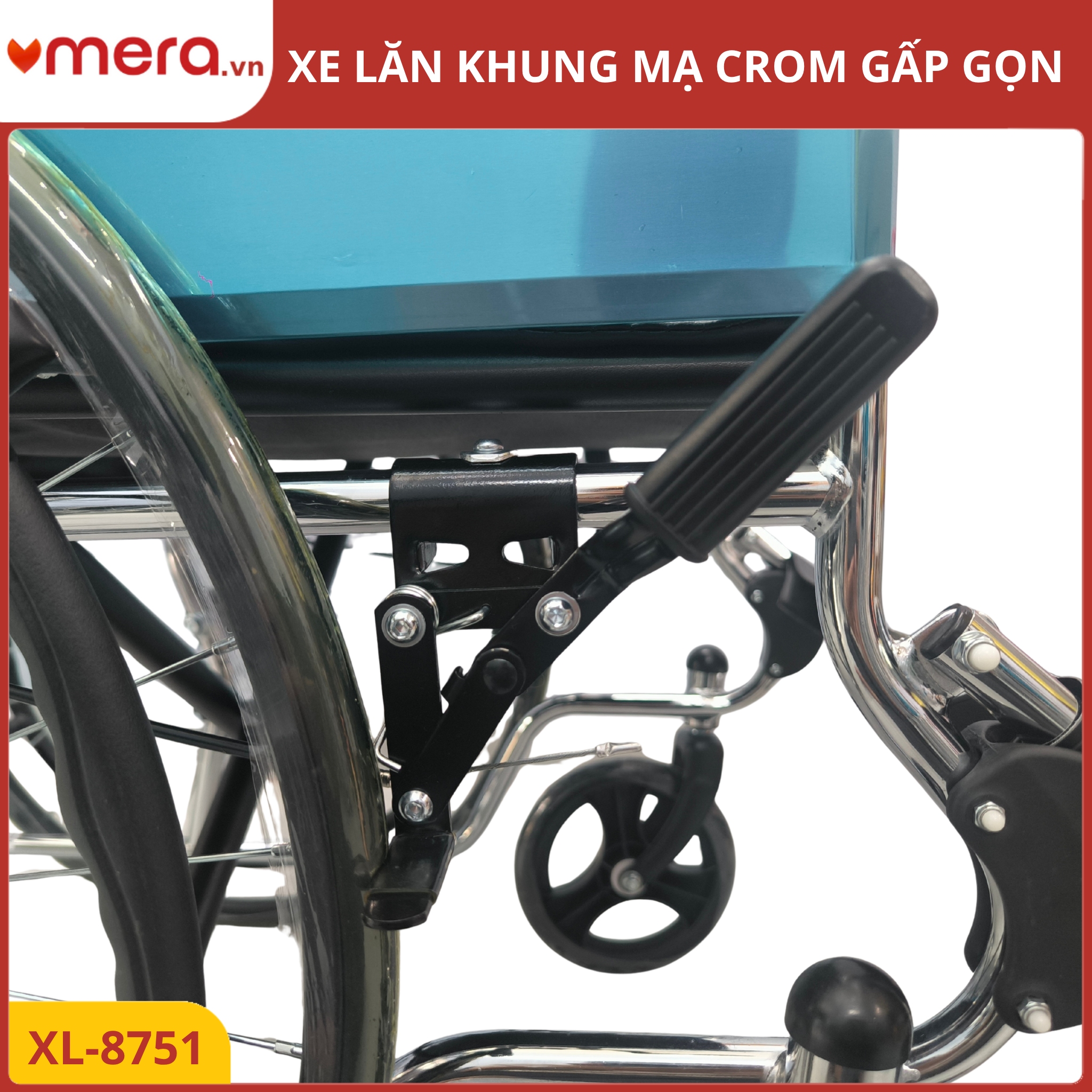 Xe Lăn Gấp Gọn Có Phanh Tay Người Đẩy (Tải Trọng 150kg, Khung Thép Mạ Crom) - OROMI XL-8751