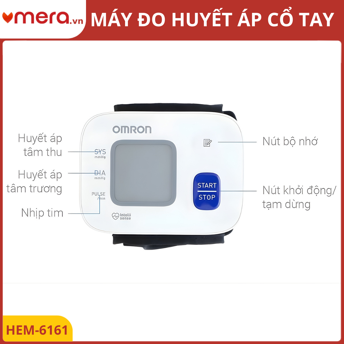Máy Đo Huyết Áp Cổ Tay Tự Động Omron HEM-6161 (Thiết Kế Mini, Di Động Cao)