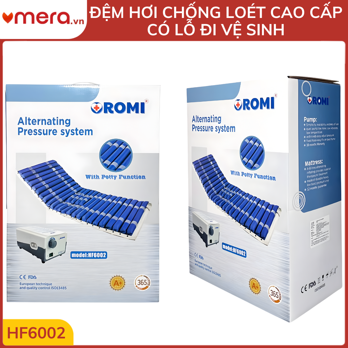 Đệm Hơi Chống Loét Có Lỗ Vệ Sinh OROMI HF6002 (24 Múi Ống 9cm, Tháo Rời Múi, Tải 130kg)