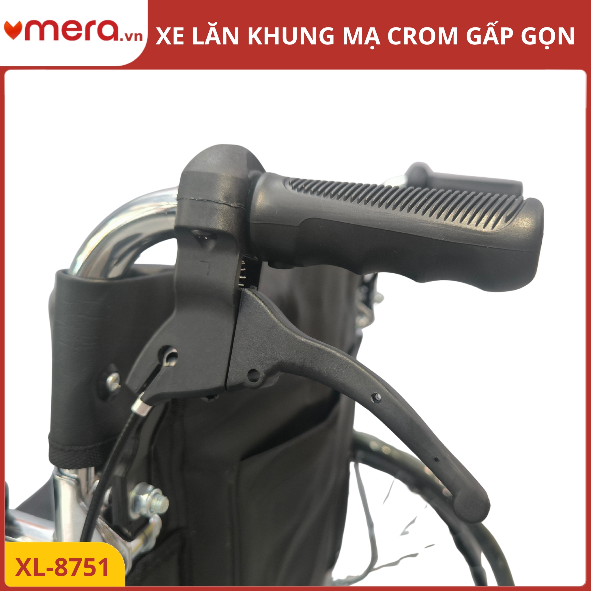 Xe Lăn Gấp Gọn Có Phanh Tay Người Đẩy (Tải Trọng 150kg, Khung Thép Mạ Crom) - OROMI XL-8751