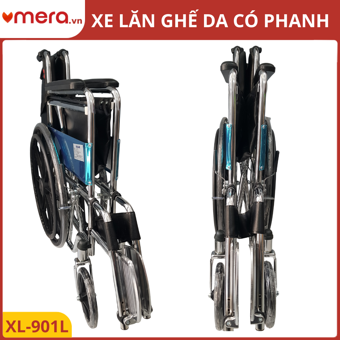 Xe Lăn Ghế Da Oromi XL-901L - Vành Đúc, Có Phanh Tay
