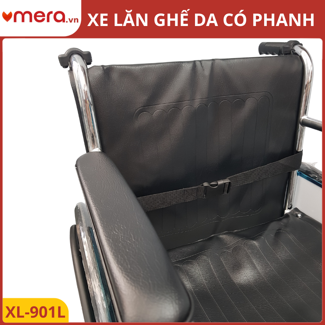 Xe Lăn Ghế Da Oromi XL-901L - Vành Đúc, Có Phanh Tay