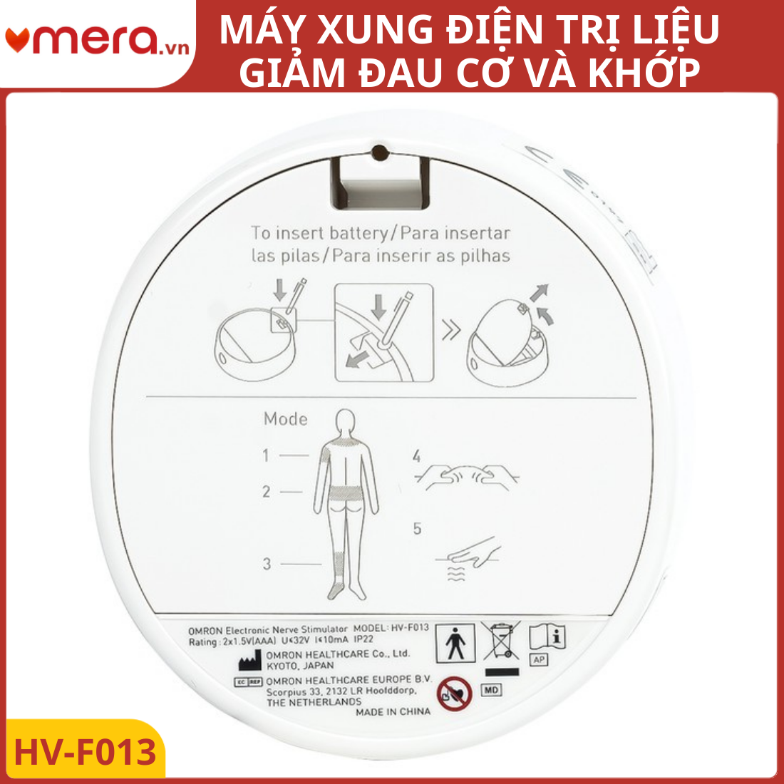 Máy Xung Điện Trị Liệu Omron HV-F013 (Giảm Đau Cơ, Nhỏ Gọn, 5 Chế Độ)