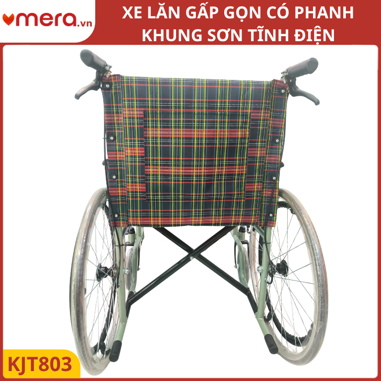 Xe Lăn Gấp Gọn Có Phanh Tay Người Đẩy (Khung Thép Sơn Tĩnh Điện, Ghế Vải/Da) - OROMI XL-803