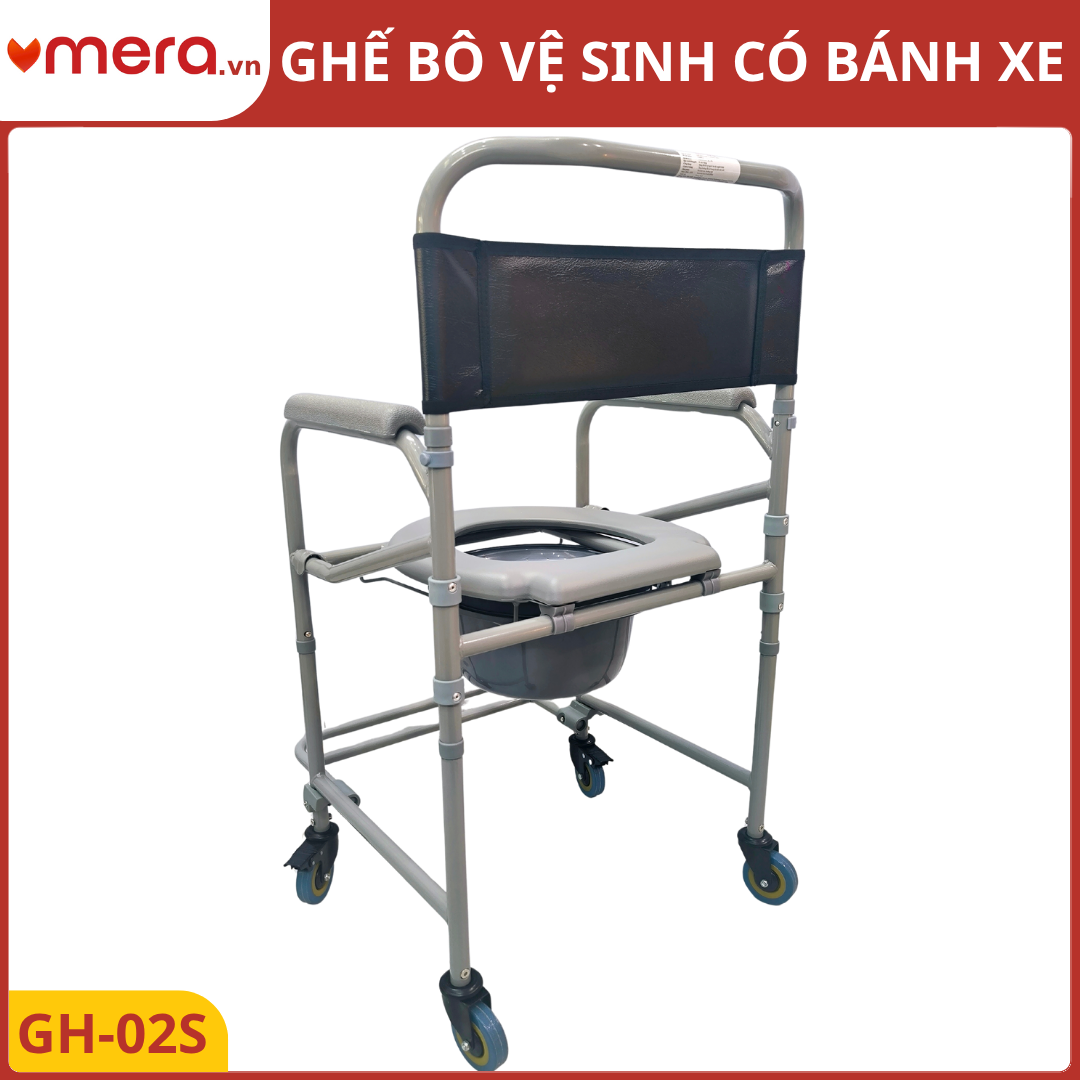 Ghế Bô Vệ Sinh Có Bánh Xe (Khung Thép, 4 Bánh Khoá Chốt An Toàn) - OROMI GH-02S