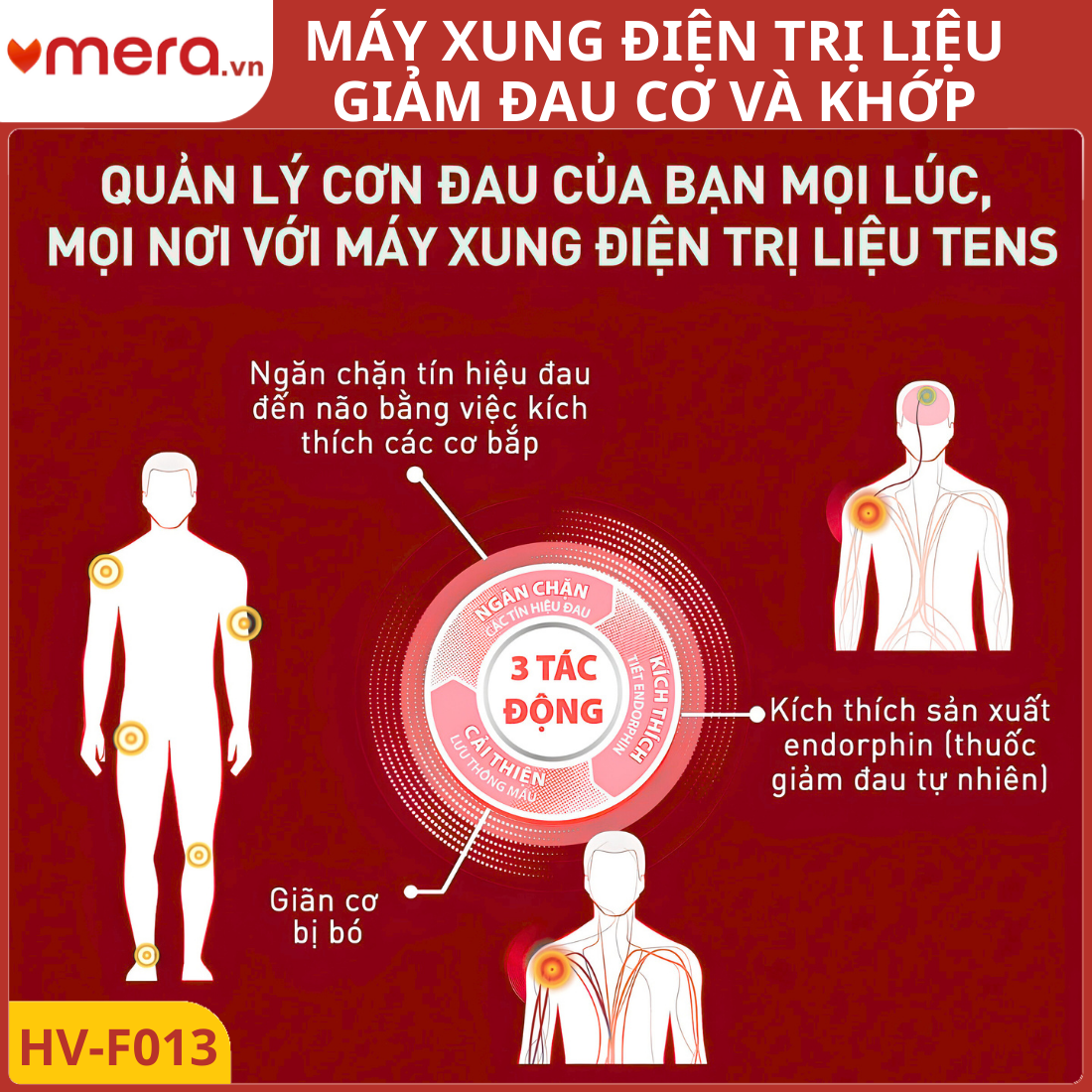 Máy Xung Điện Trị Liệu Omron HV-F013 (Giảm Đau Cơ, Nhỏ Gọn, 5 Chế Độ)