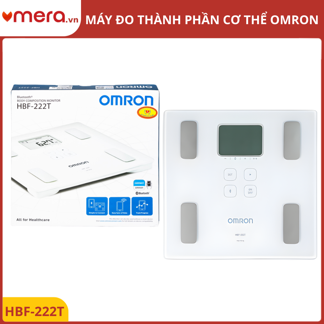 Máy Đo Thành Phần Cơ Thể Omron HBF-222T (Bluetooth, Đo Mỡ Trẻ Em Từ 6 Tuổi)