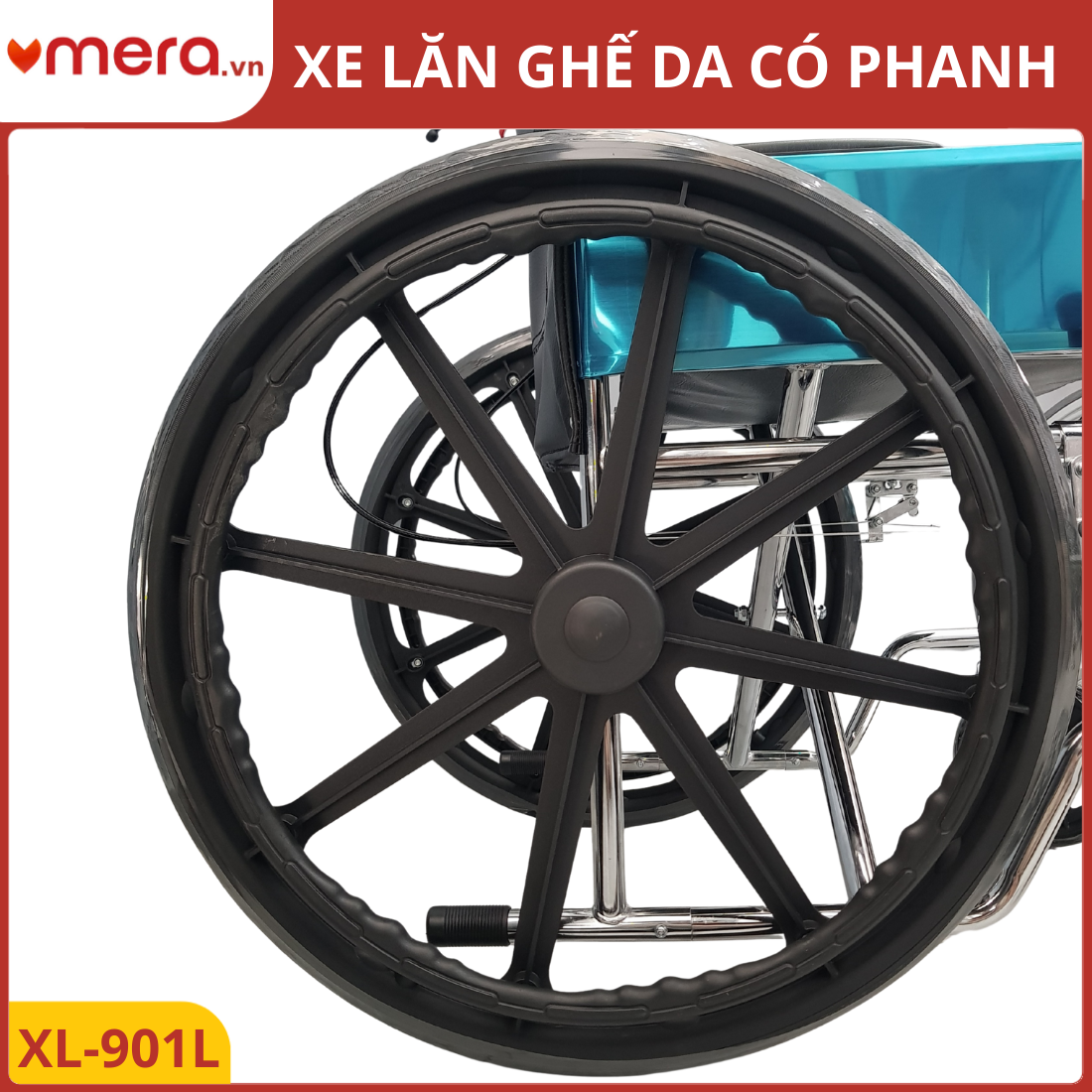 Xe Lăn Ghế Da Oromi XL-901L - Vành Đúc, Có Phanh Tay