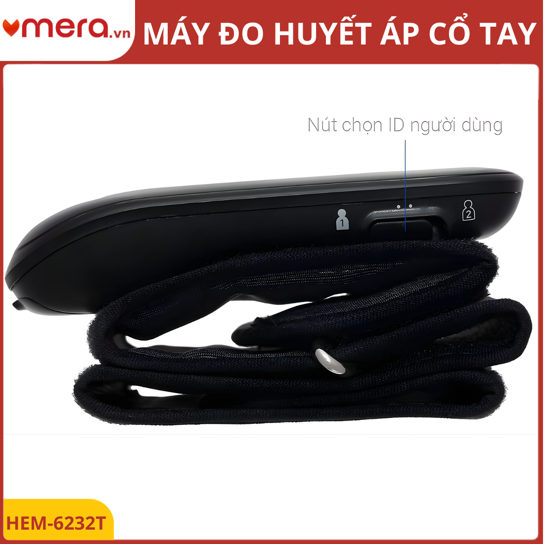 Máy Đo Huyết Áp Cổ Tay Omron HEM-6232T (Bluetooth, Cảm Biến Định Vị Tim, 2 Người Dùng)