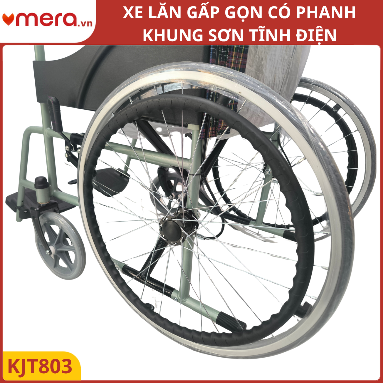 Xe Lăn Gấp Gọn Có Phanh Tay Người Đẩy (Khung Thép Sơn Tĩnh Điện, Ghế Vải/Da) - OROMI XL-803