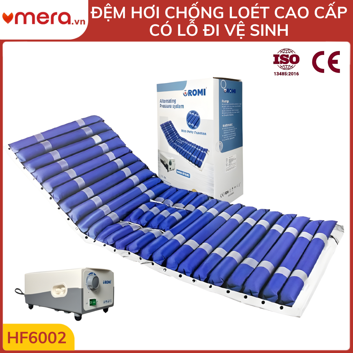 Đệm Hơi Chống Loét Có Lỗ Vệ Sinh OROMI HF6002 (24 Múi Ống 9cm, Tháo Rời Múi, Tải 130kg)