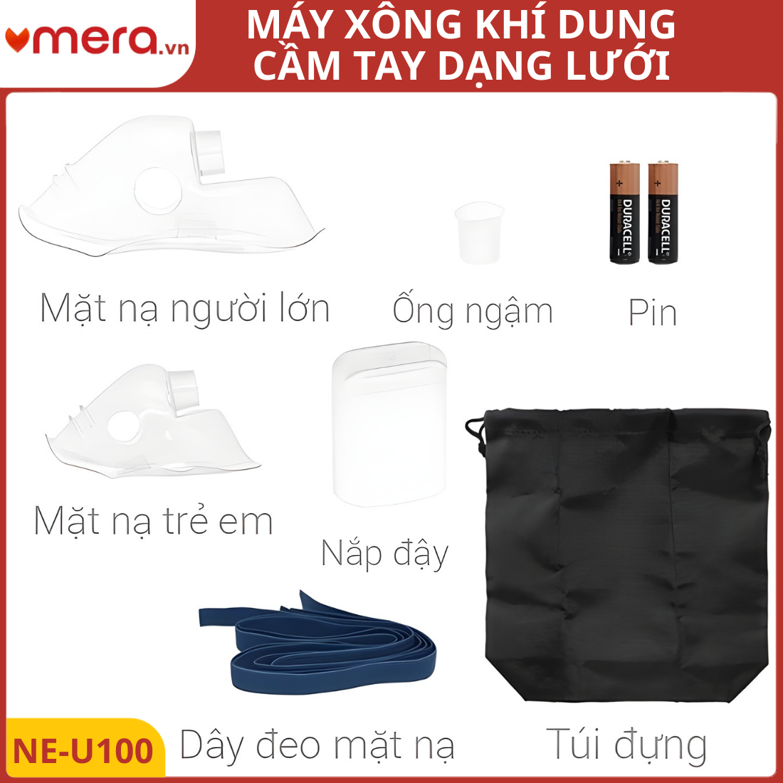 Máy Xông Khí Dung Cầm Tay Dạng Lưới Omron NE-U100 (Xông Mọi Tư Thế, Siêu Êm)