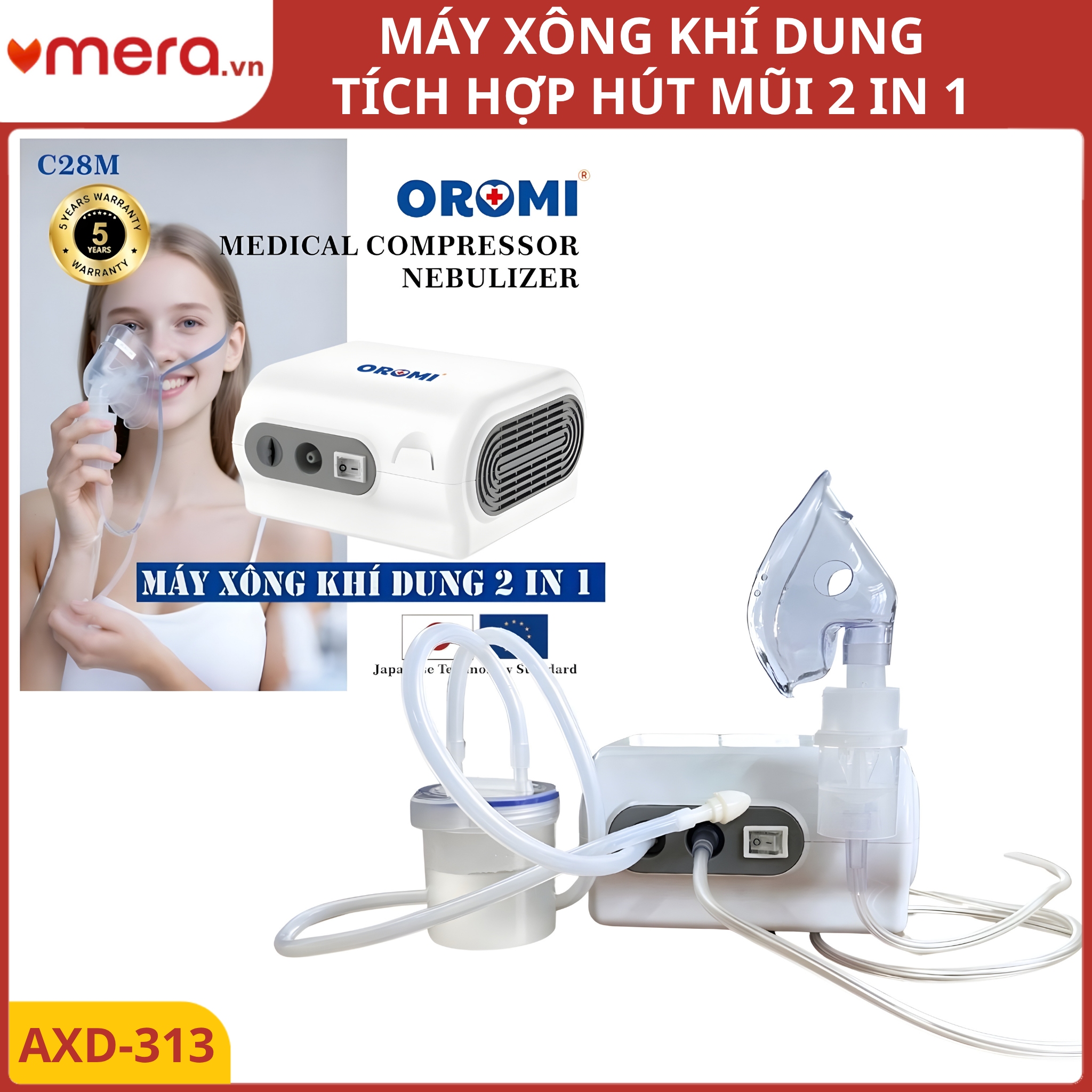 Máy Xông Khí Dung và Hút Mũi 2 trong 1 (Công Suất Lớn, Bền Bỉ) - OROMI C28M