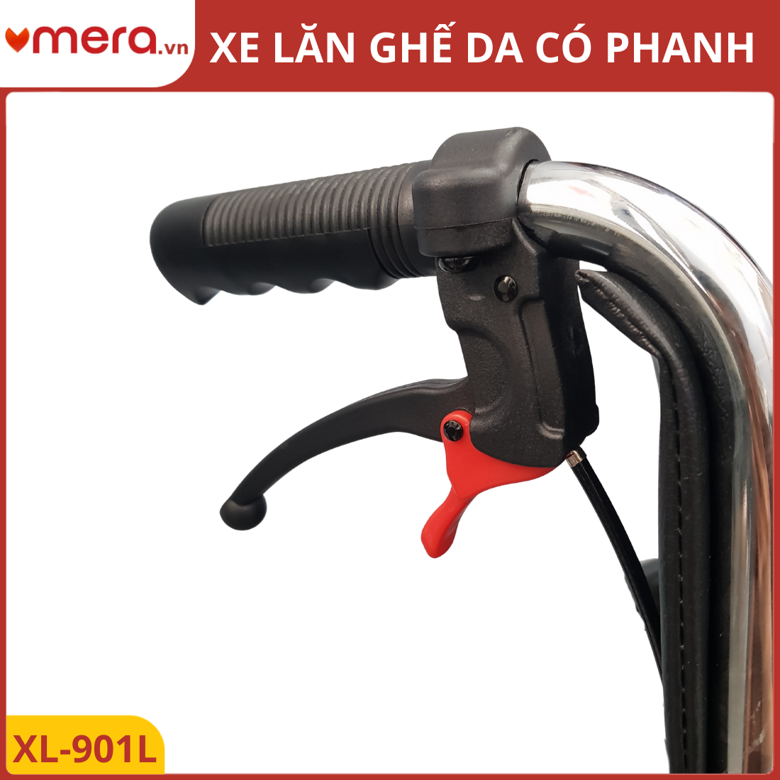 Xe Lăn Ghế Da Oromi XL-901L - Vành Đúc, Có Phanh Tay