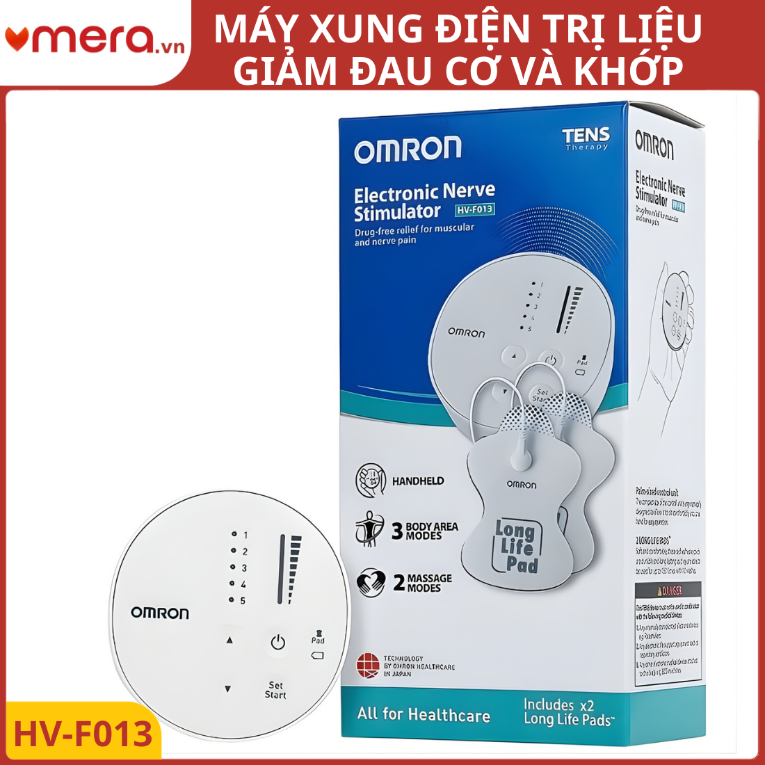 Máy Xung Điện Trị Liệu Omron HV-F013 (Giảm Đau Cơ, Nhỏ Gọn, 5 Chế Độ)