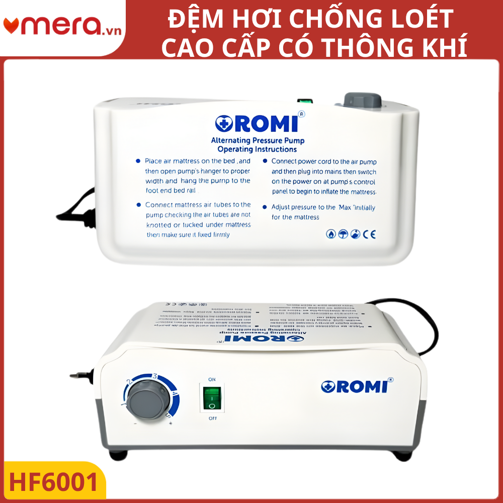 Đệm Hơi Chống Loét Có Thông Khí OROMI HF6001 (23 Múi Ống, Máy Bơm Êm Ái, Tải 140kg)