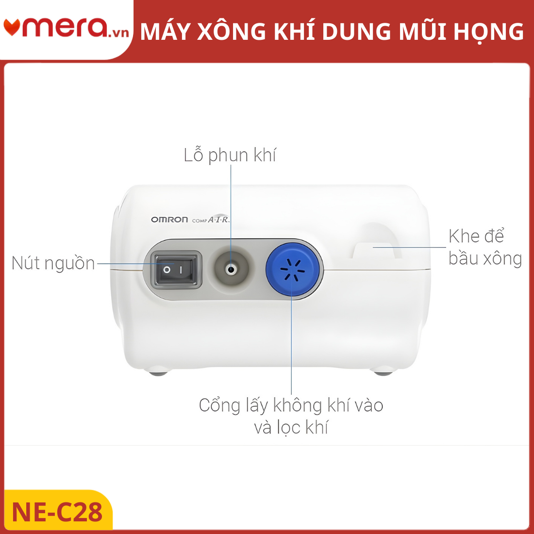 Máy Xông Khí Dung Omron NE-C28 (Công Nghệ Van Ảo V.V.T) - Bền Bỉ, Công Suất Cao