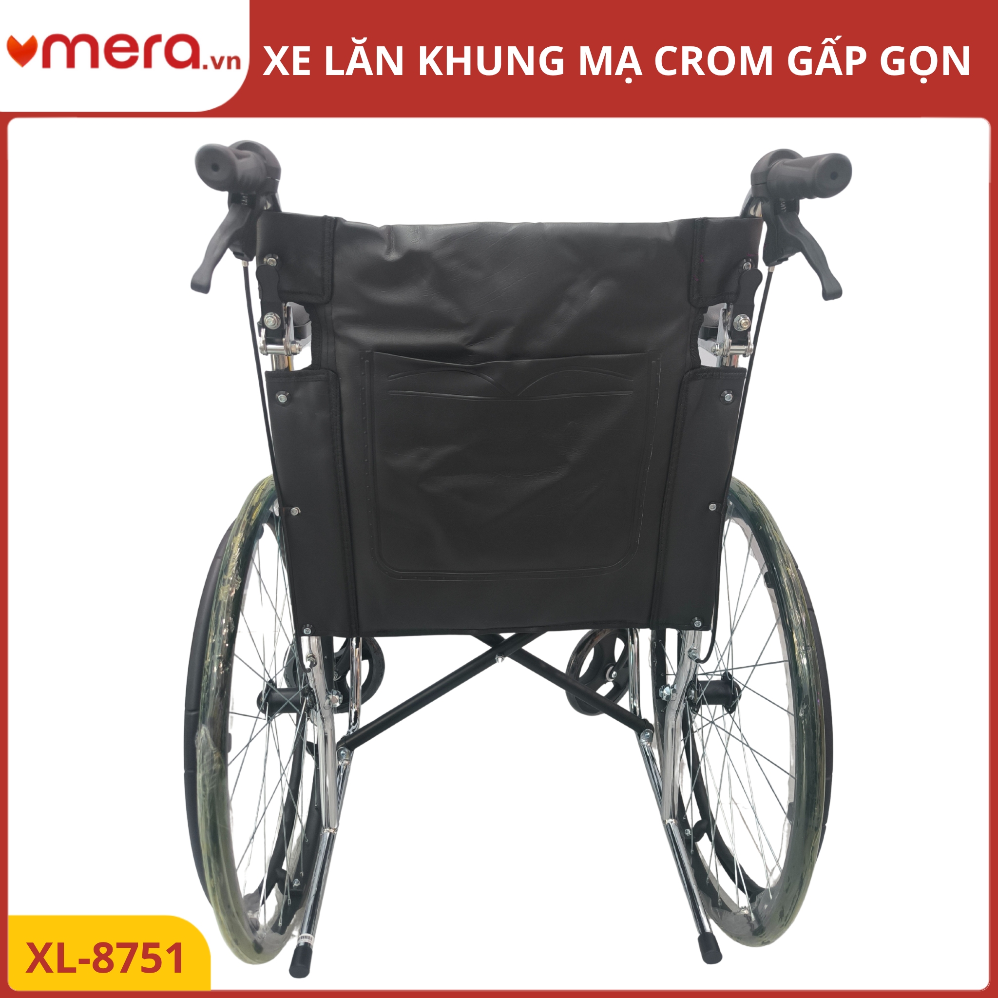 Xe Lăn Gấp Gọn Có Phanh Tay Người Đẩy (Tải Trọng 150kg, Khung Thép Mạ Crom) - OROMI XL-8751